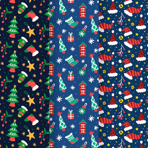 Patron navideño plano dibujado a mano