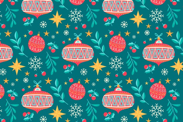Patron navideño plano dibujado a mano
