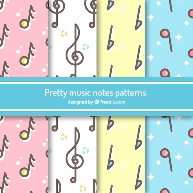 Vector gratuito patrón de notas musicales bonitas