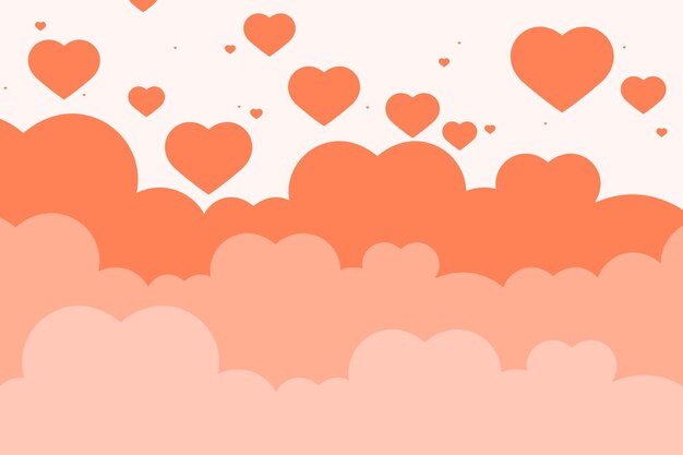 Patrón de nube de fondo pastel de corazón de vector