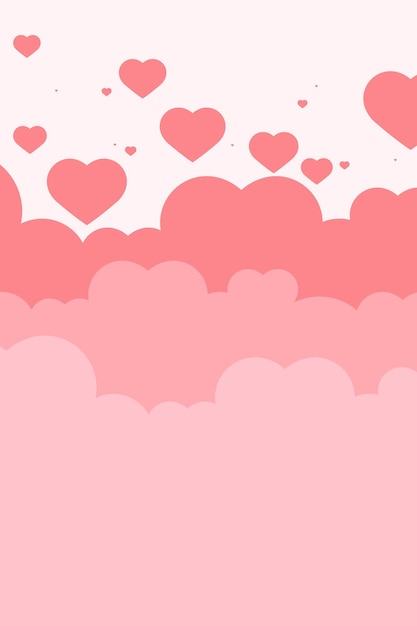 Patrón de nube de fondo rosa de corazón de vector