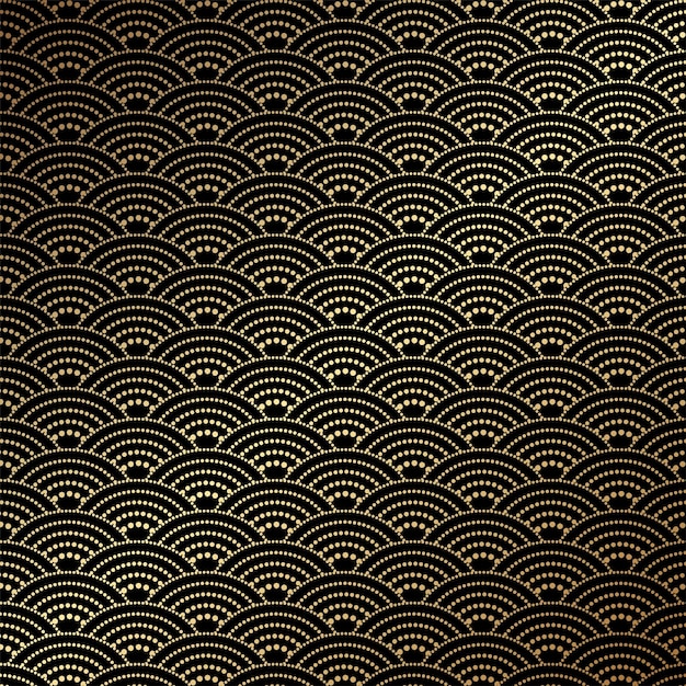 Patrón de onda de estilo japonés dorado y negro
