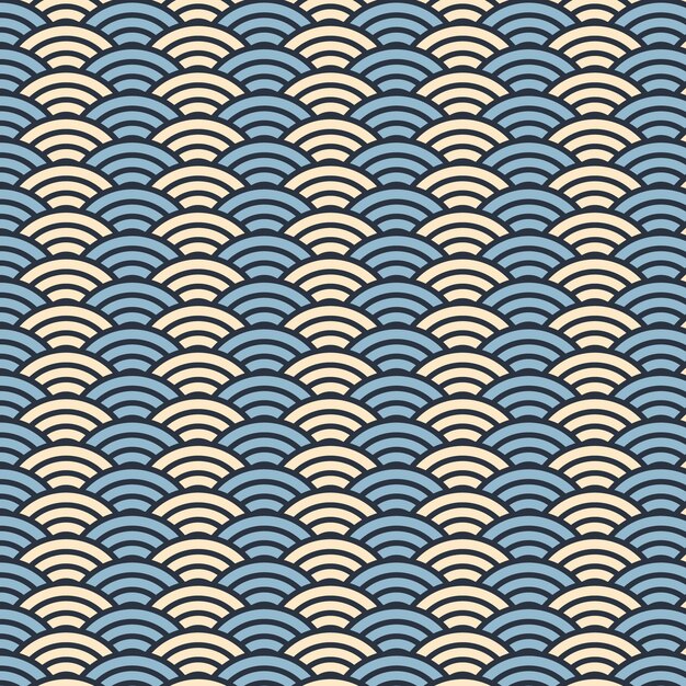 Patrón de onda japonesa de diseño plano