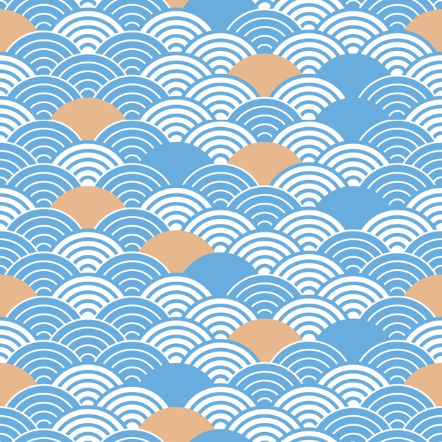 Patrón de onda japonesa de diseño plano