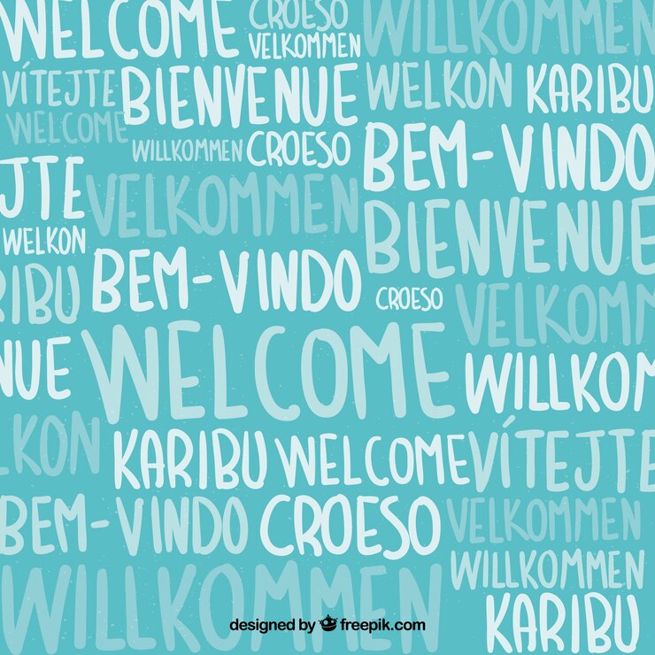 Vector gratuito patrón con palabara bienvenido en distintos idiomas