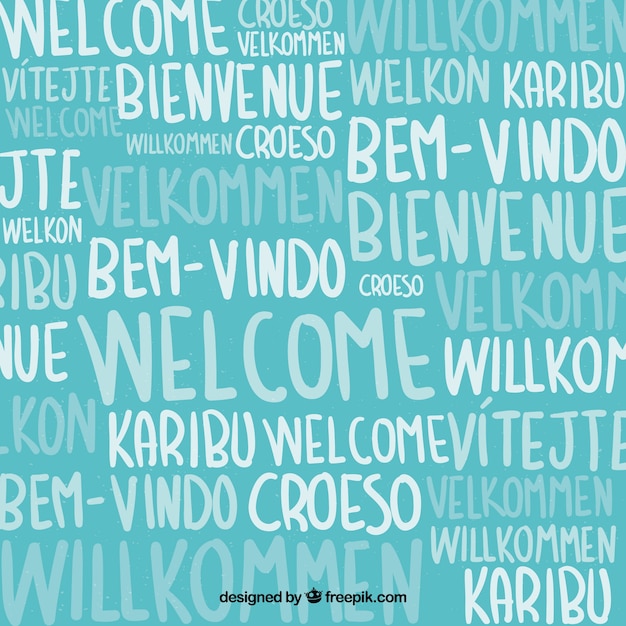 Patrón con palabara bienvenido en distintos idiomas