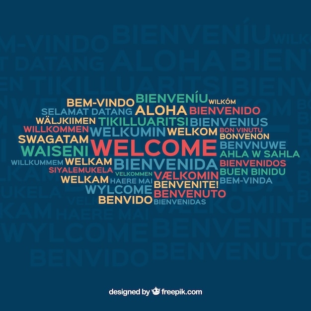 Patrón con palabara bienvenido en distintos idiomas