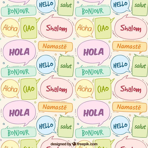 Patrón de palabras hola en diferentes idiomas