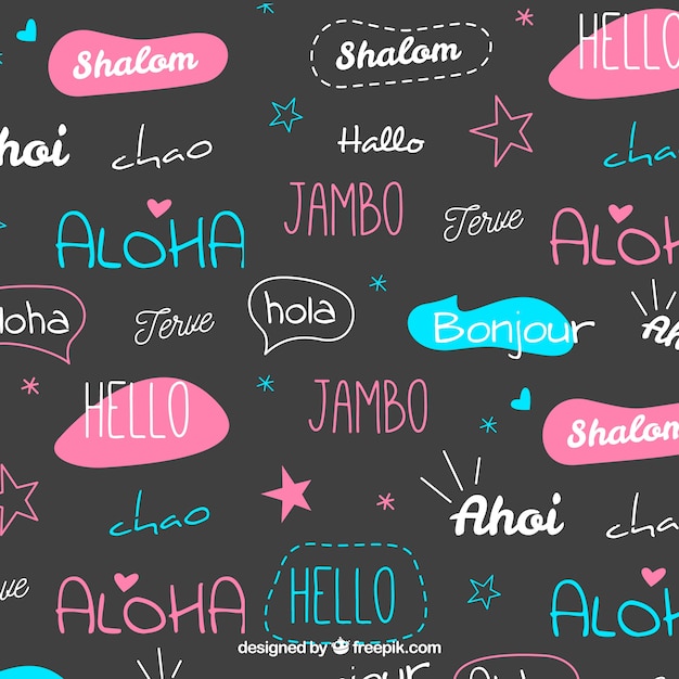 Patrón de palabras hola en idiomas diferentes