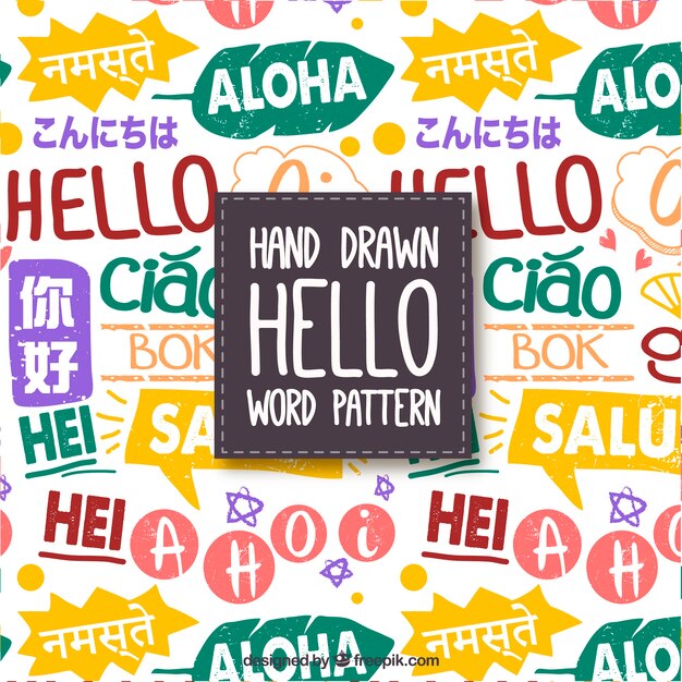 Patrón de palabras de hola en lenguajes diferentes