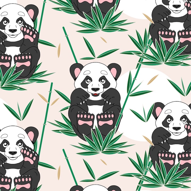 Vector gratuito patrón de panda dibujado a mano