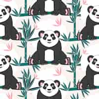 Vector gratuito patrón de panda dibujado a mano