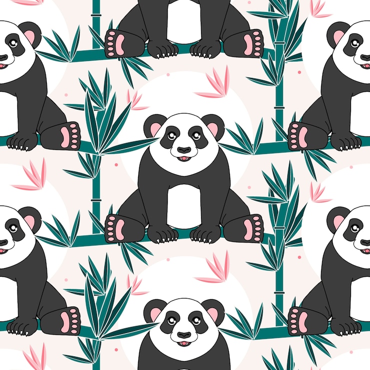 Vector gratuito patrón de panda dibujado a mano