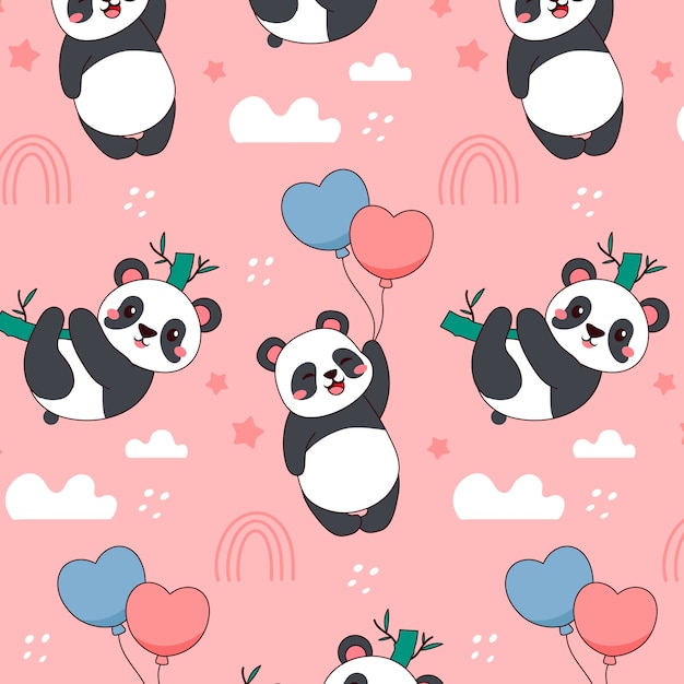 Patrón de panda dibujado a mano