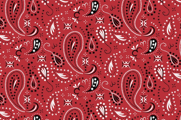 Patrón de pañuelo paisley rojo y negro