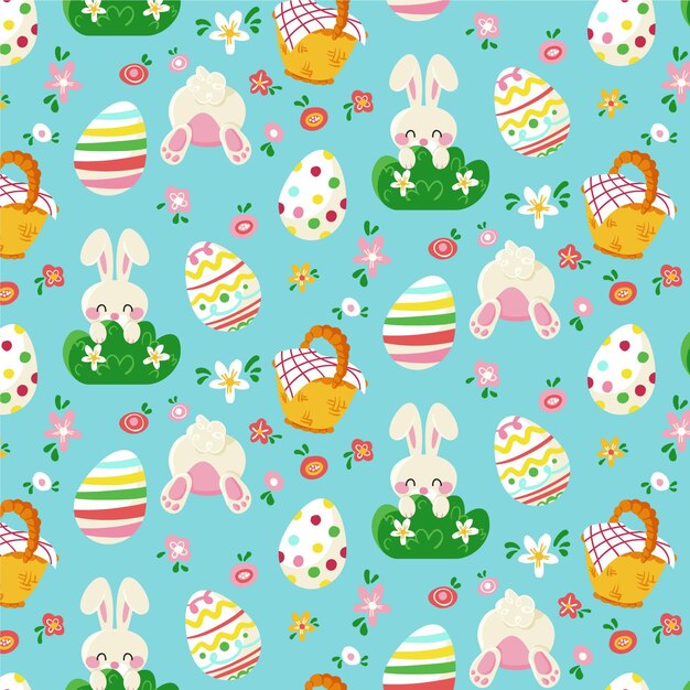 Patrón de pascua colorido dibujado a mano