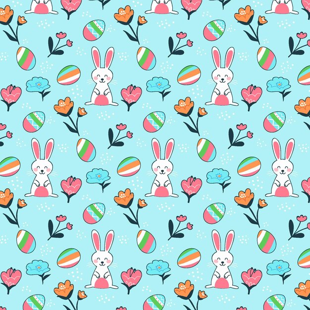 Patrón de pascua colorido dibujado a mano
