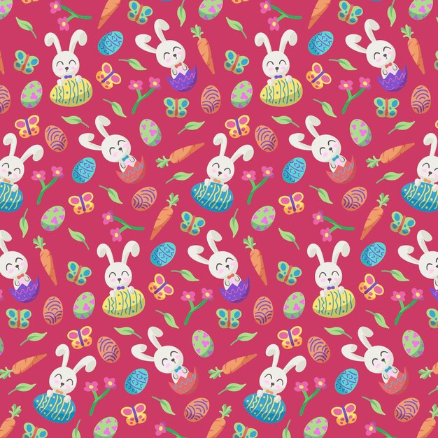 Patrón de pascua colorido dibujado a mano