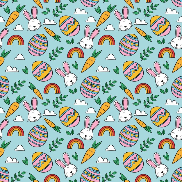 Patrón de pascua colorido dibujado a mano