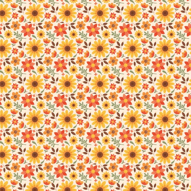 Patrón de pequeñas flores dibujado a mano