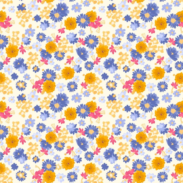 Patrón de pequeñas flores dibujado a mano