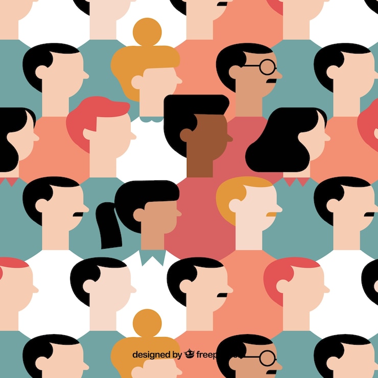 Vector gratuito patrón con personas en diseño plano