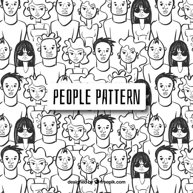 Patrón de personas en estilo hecho a mano