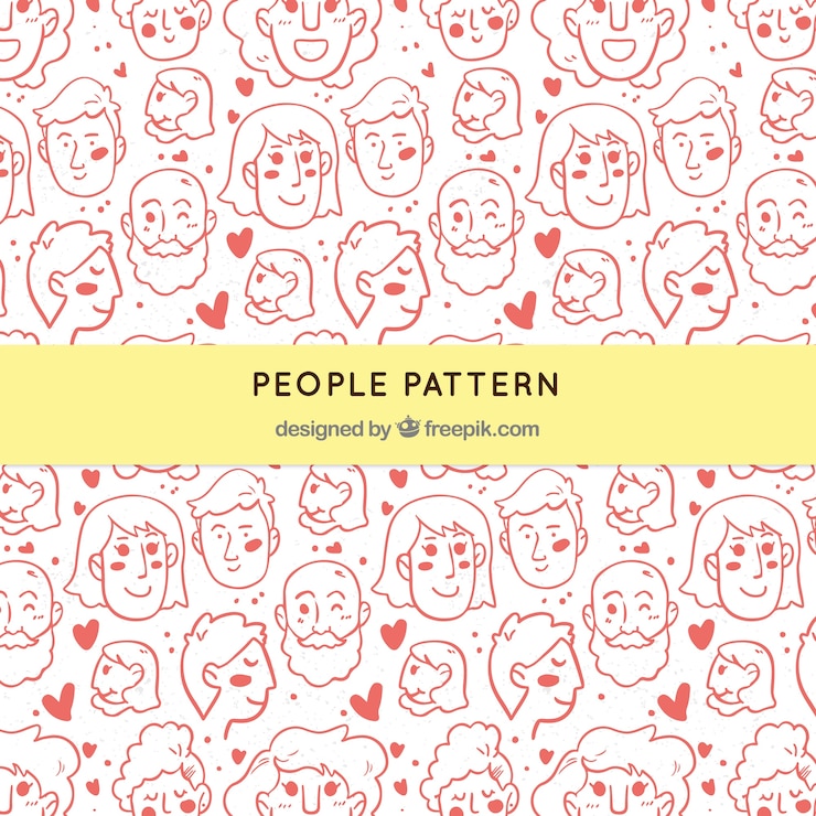 Vector gratuito patrón de personas en estilo hecho a mano