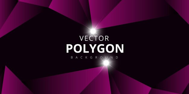 Patrón de polígono rosa magenta Banner de fondo negro abstracto multipropósito