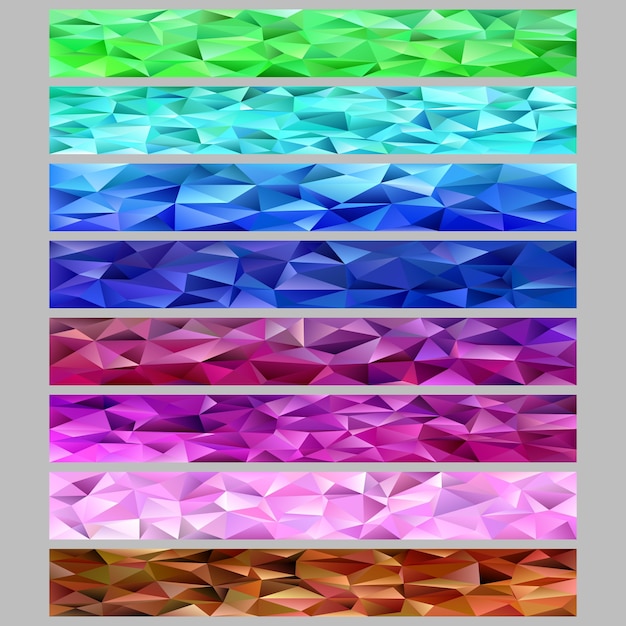 Patrón de polígono triángulo abstracto degradado mosaico web banner fondo conjunto de plantillas - diseños gráficos de triángulos de colores