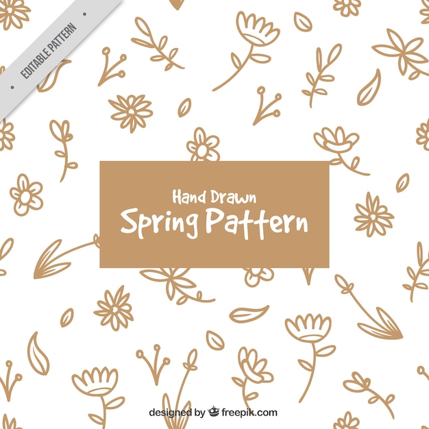 Patrón de primavera con flores dibujadas a mano 
