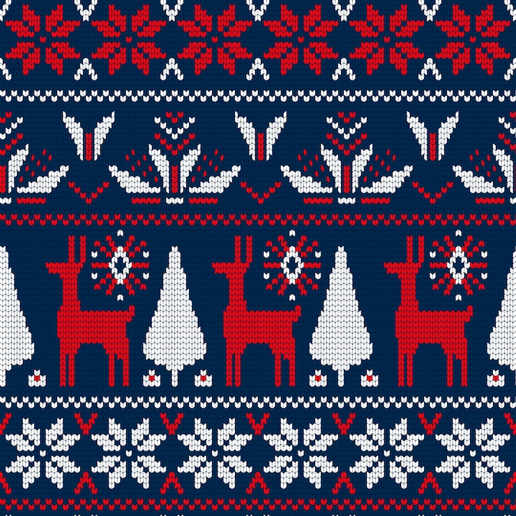 Vector gratuito patrón de punto de navidad