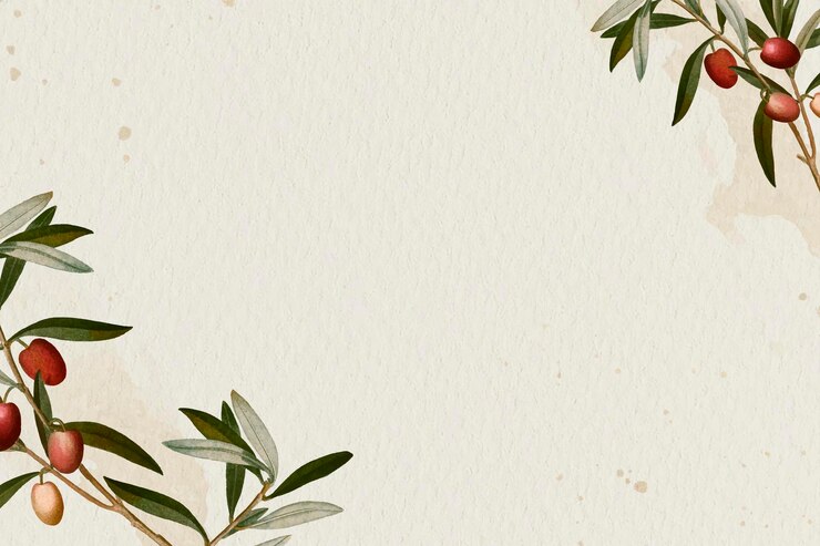 Vector gratuito patrón de rama de olivo en un vector de plantilla de fondo beige