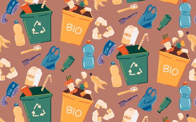 Patrón de reciclaje y ecología dibujado a mano