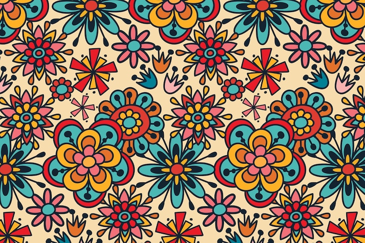 Vector gratuito patrón repetitivo floral dibujado a mano maravilloso
