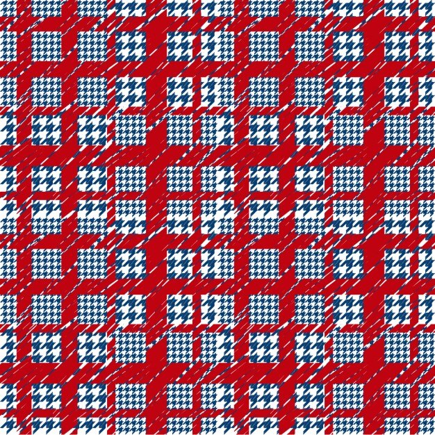 Patrón rojo y azul con pata de gallo