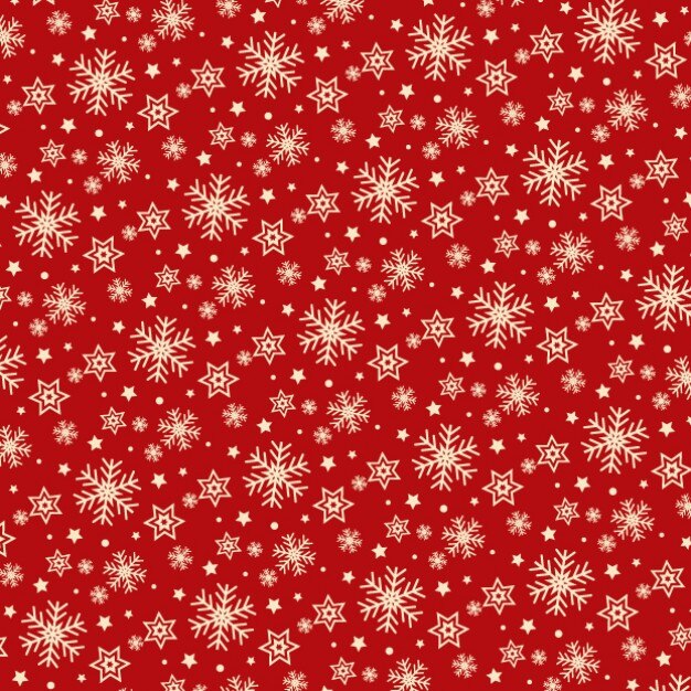 Vector gratuito patrón rojo de copos de nieve y estrellas