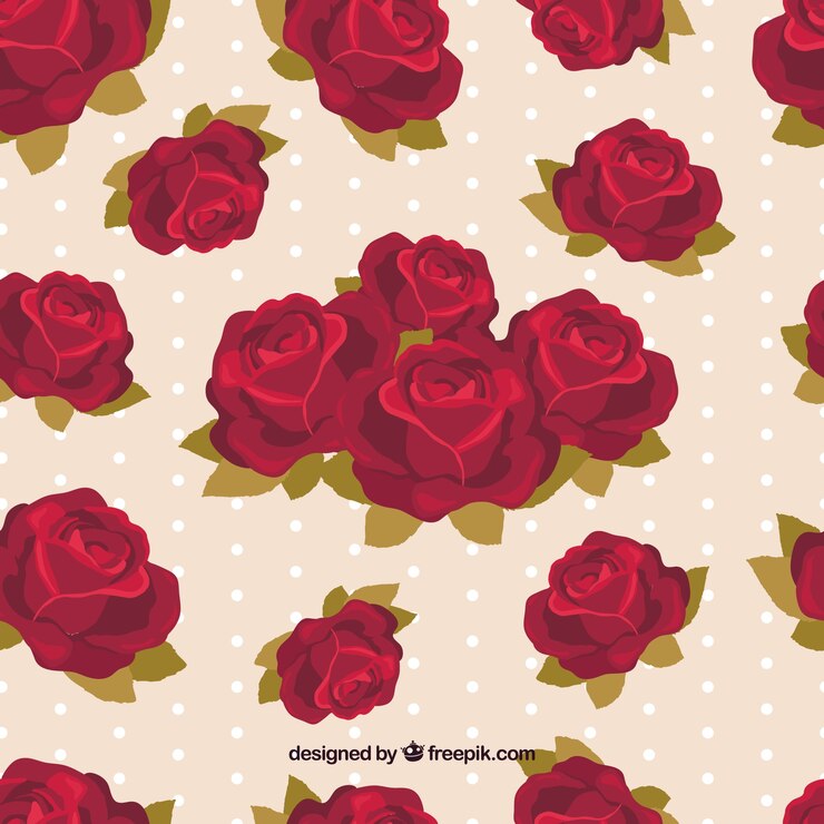 Vector gratuito patrón de rosas con fondo de lunares