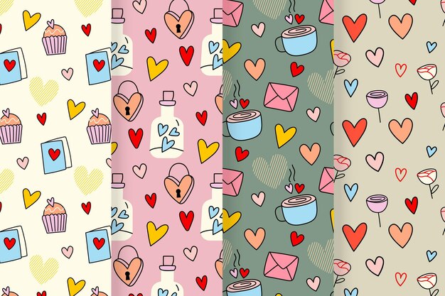 Patrón de San Valentín con dibujos