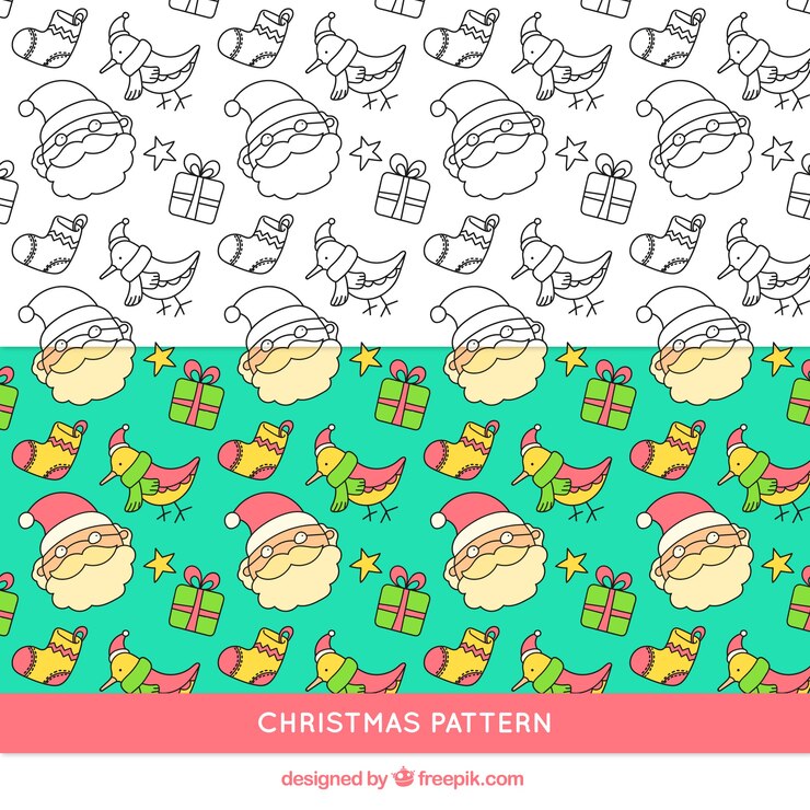 Vector gratuito patrón de santa claus dibujado a mano