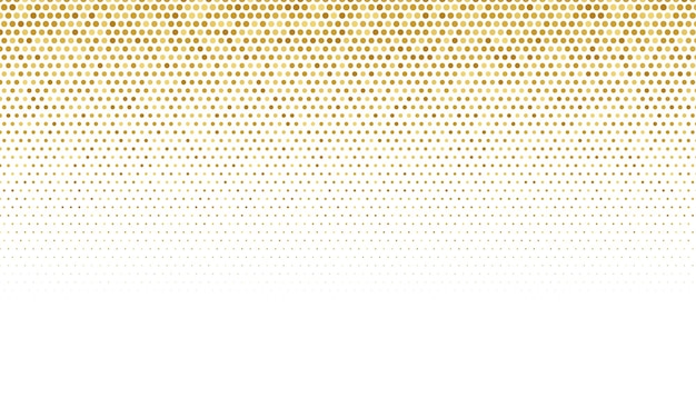 Patrón de semitono dorado sobre fondo blanco.