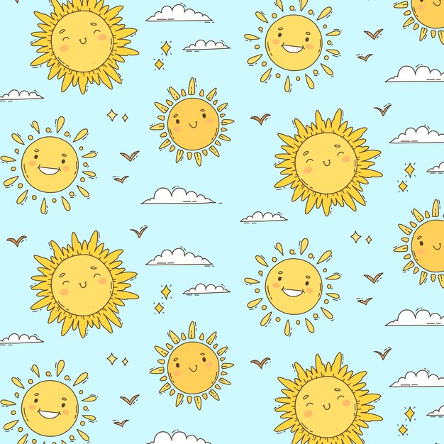 Patrón de sol dibujado a mano