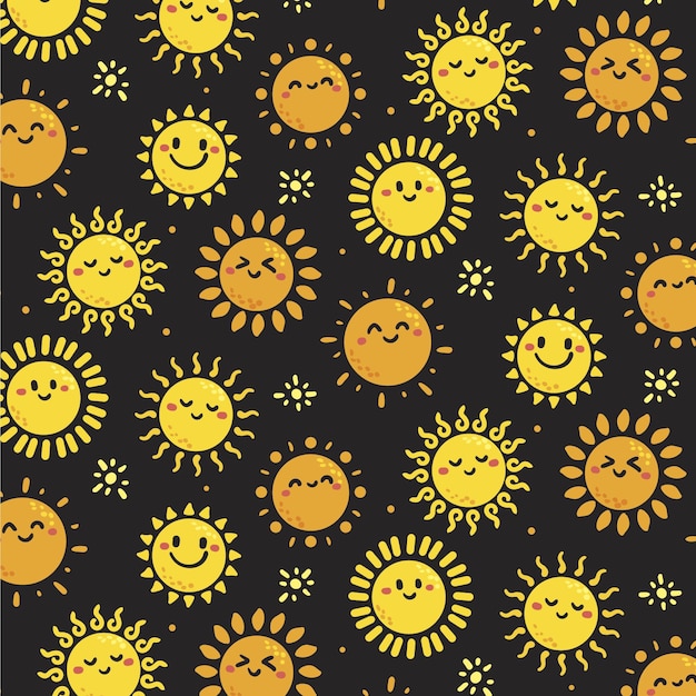Patrón de sol dibujado a mano