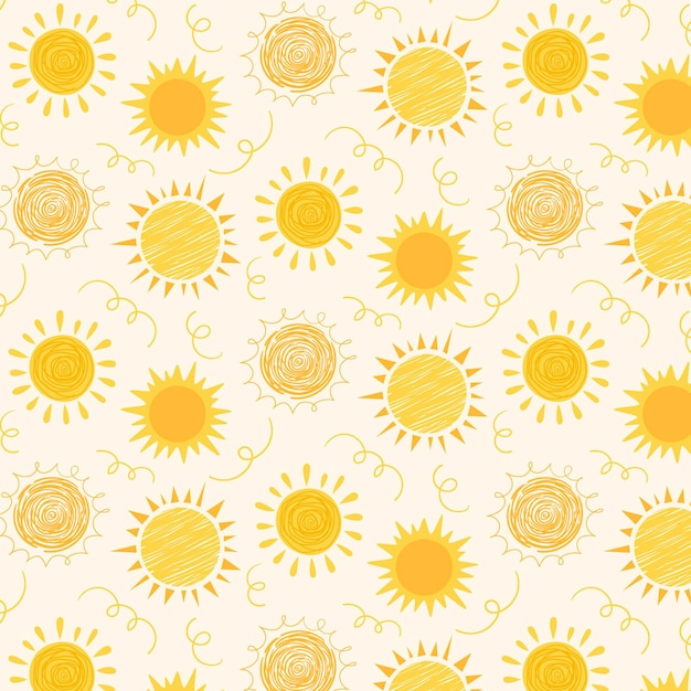 Vector gratuito patrón de sol dibujado a mano