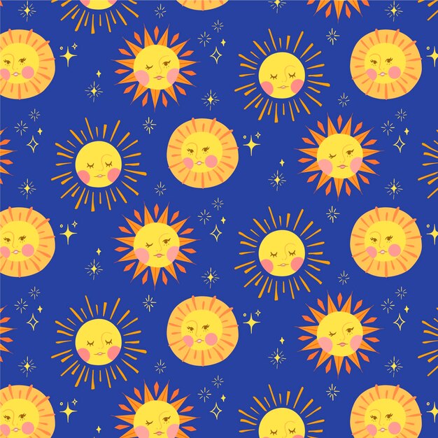 Patrón de sol dibujado a mano