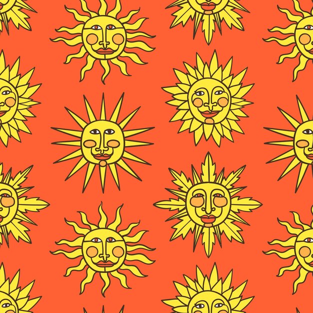 Patrón de sol dibujado a mano