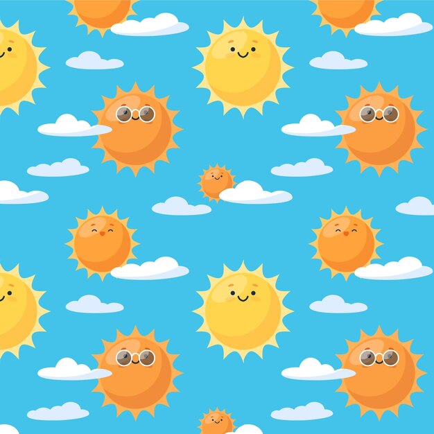 Patrón de sol de diseño plano
