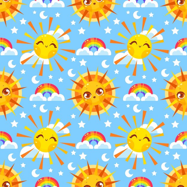 Patrón de sol de diseño plano