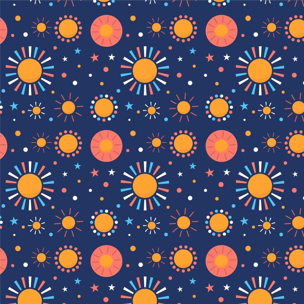 Patrón de sol de diseño plano