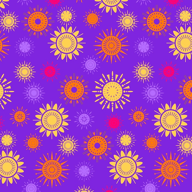 Vector gratuito patrón de sol de diseño plano